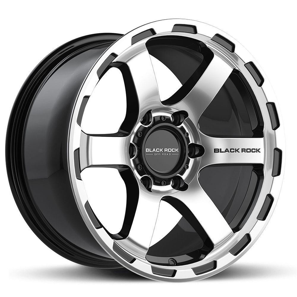 BLACK ROCK GRIP GLOSS BLACK MACHINED FACE 17X9