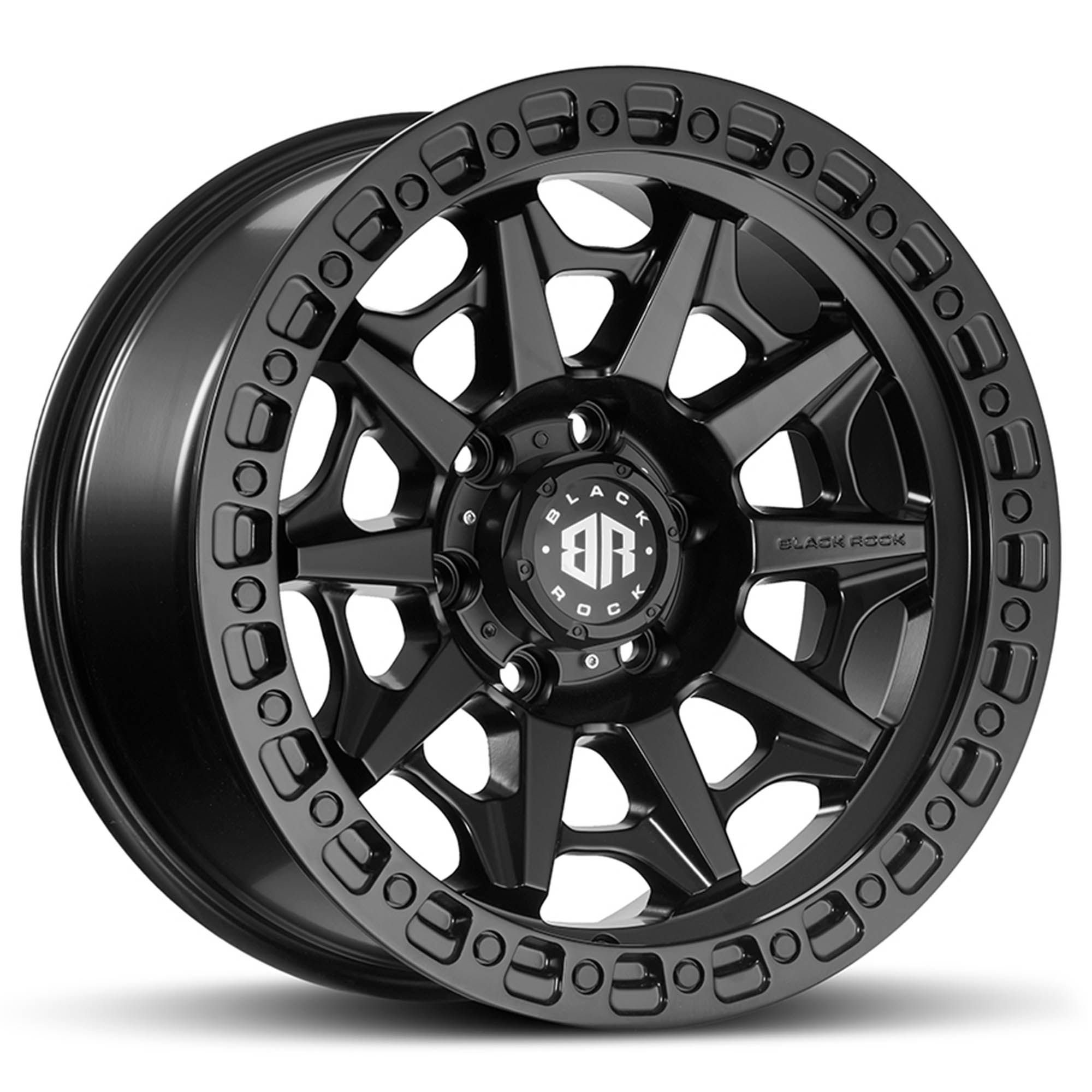 BLACK ROCK CAGE SATIN BLACK 16X8.5