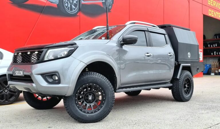 Silver Nissan Navara at Tyreforce