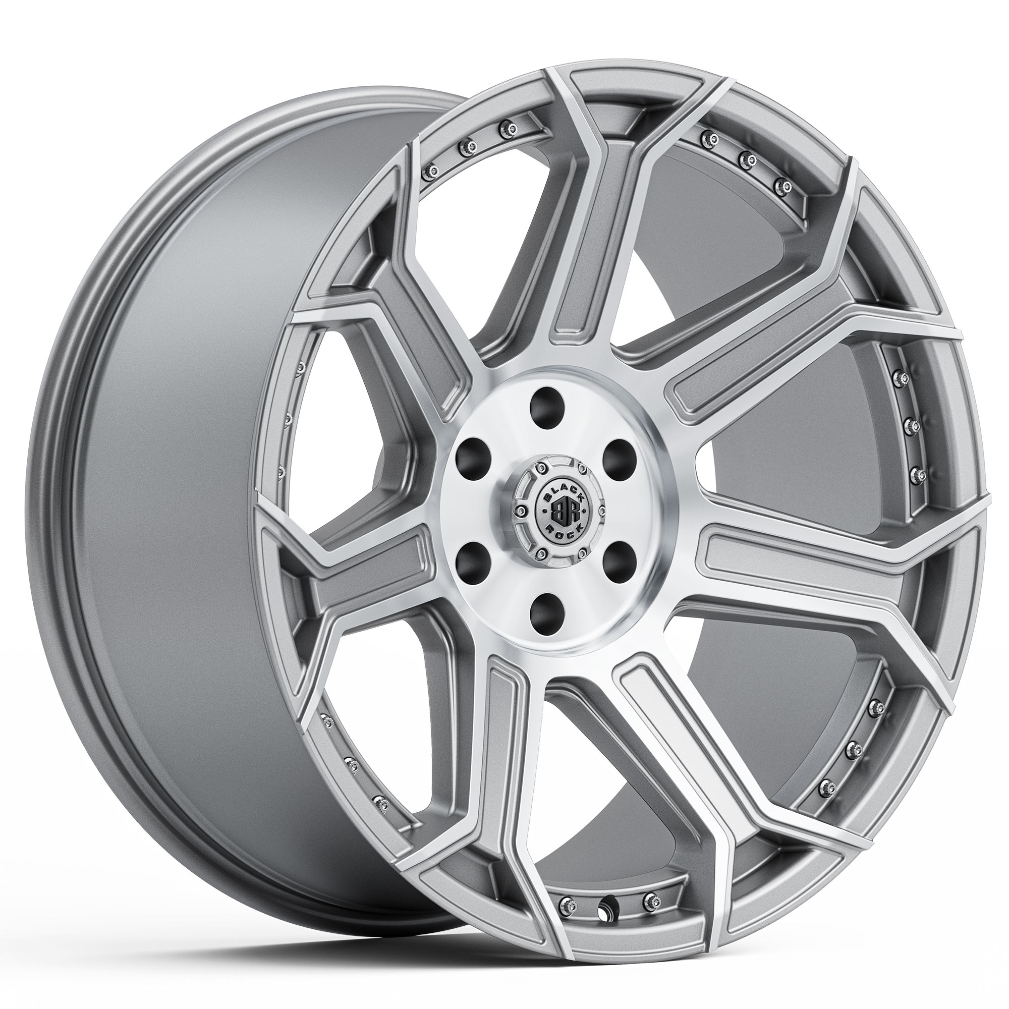 BLACK ROCK HAVOC SILVER MACHINED 22X10