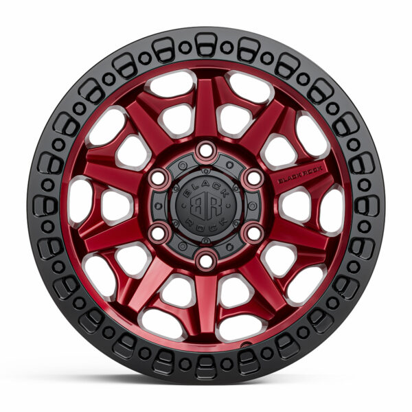 BLACK ROCK CAGE ILLUSION RED BLACK RING 17X9