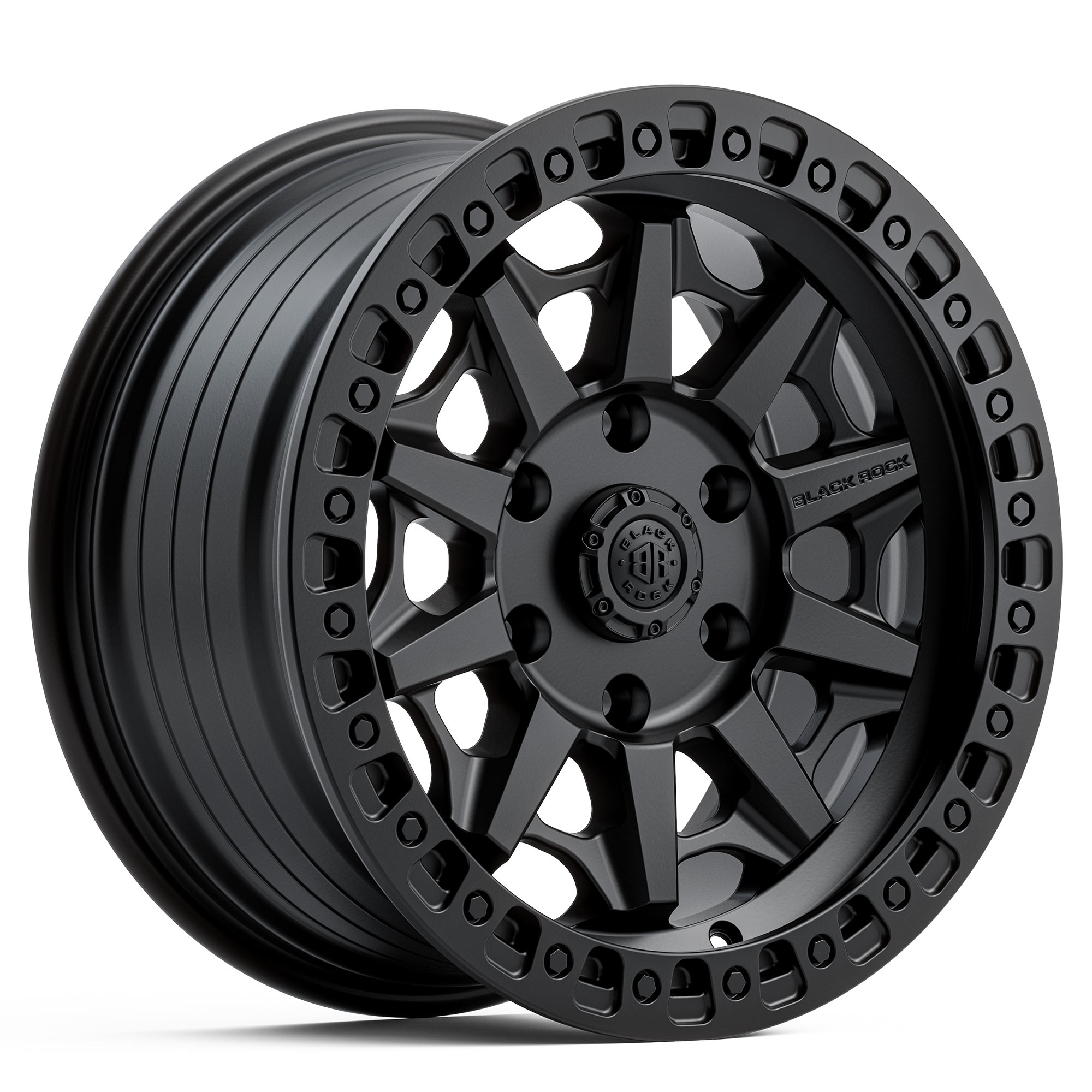 BLACK ROCK CAGE SATIN BLACK 17X8