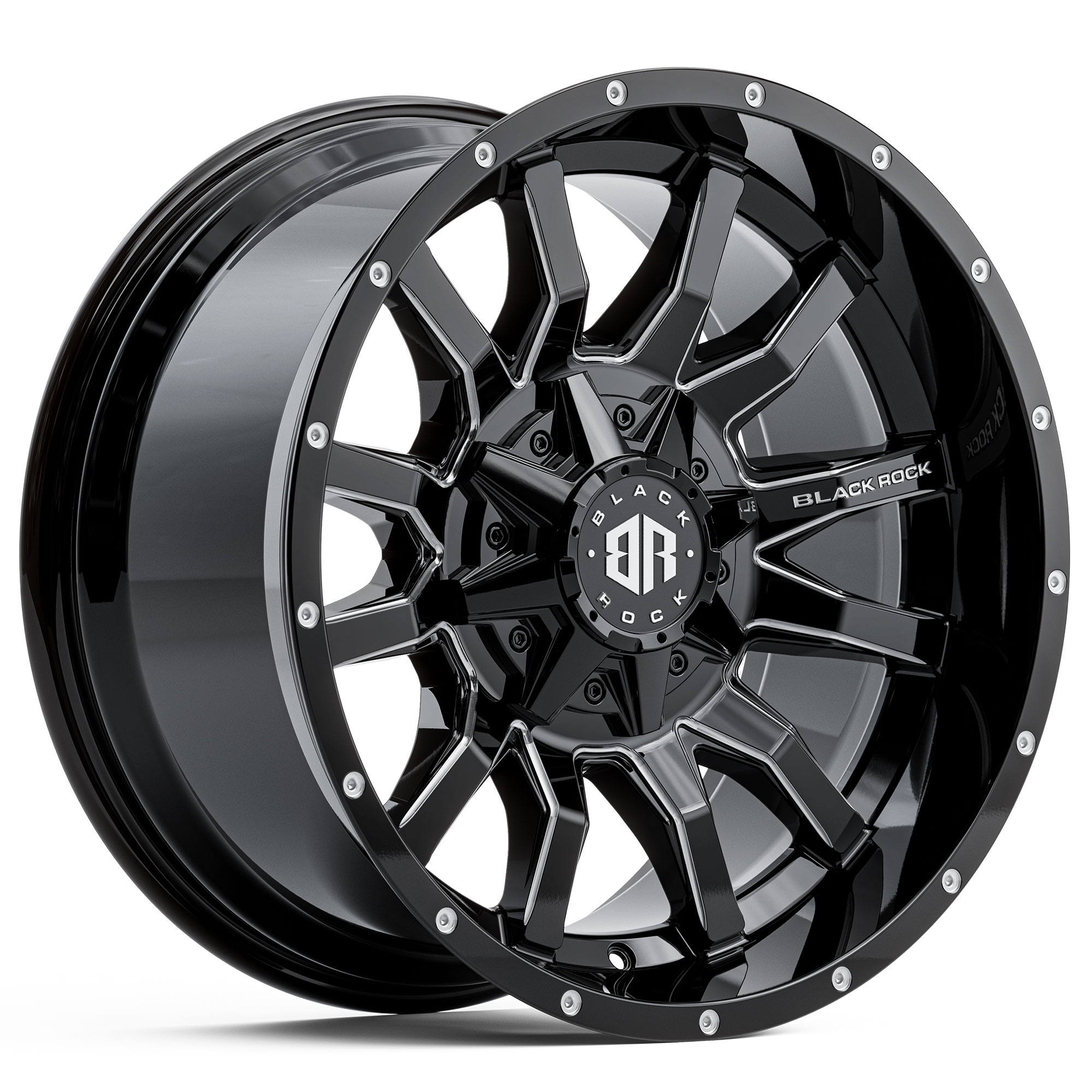 BLACK ROCK PREDATOR GLOSS BLACK MILLED 20X10