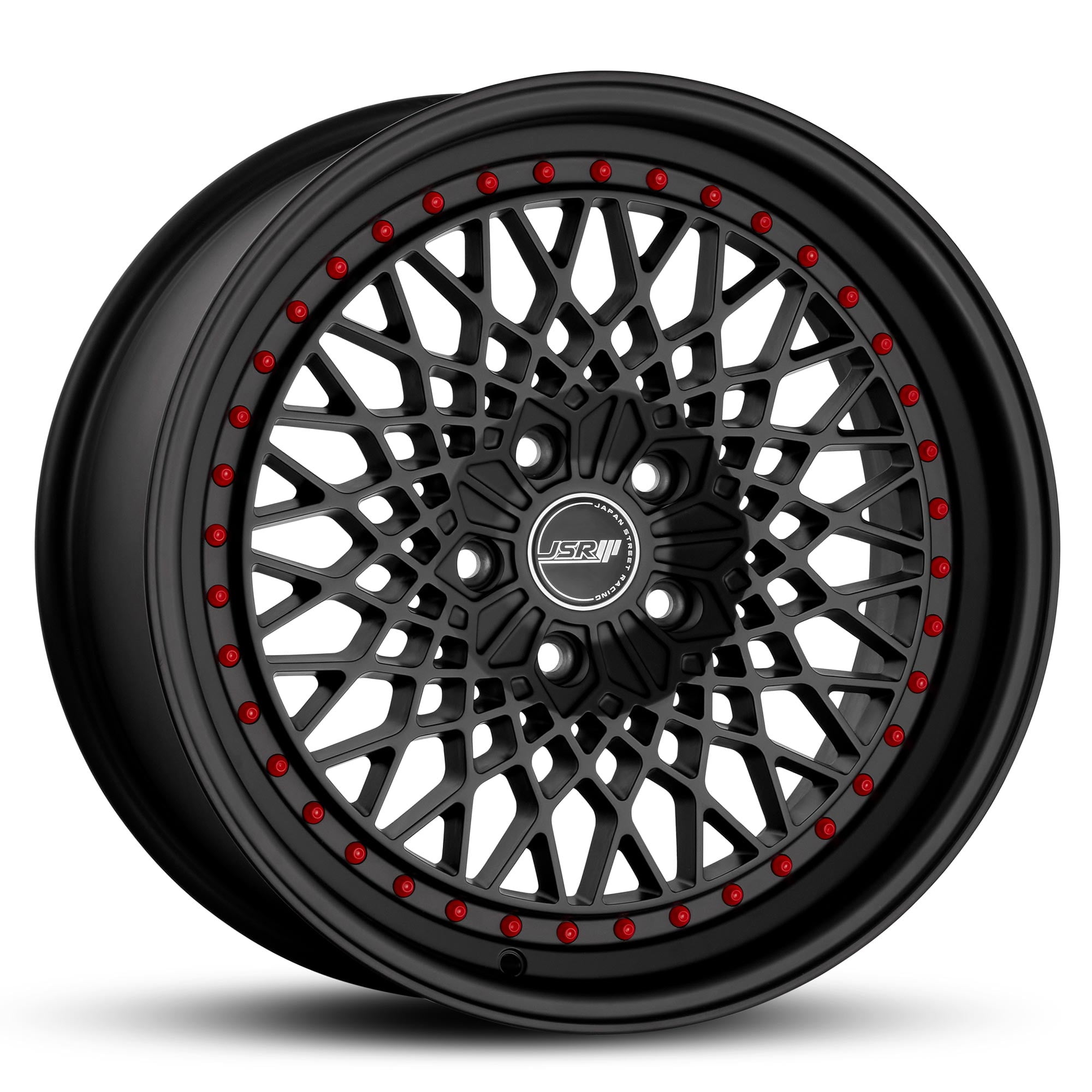 JSR-ST19-Satin-Black-With-Red-Rivets-Wheels JSR-ST19-Satin-Black-With-Red-Rivets-Wheels