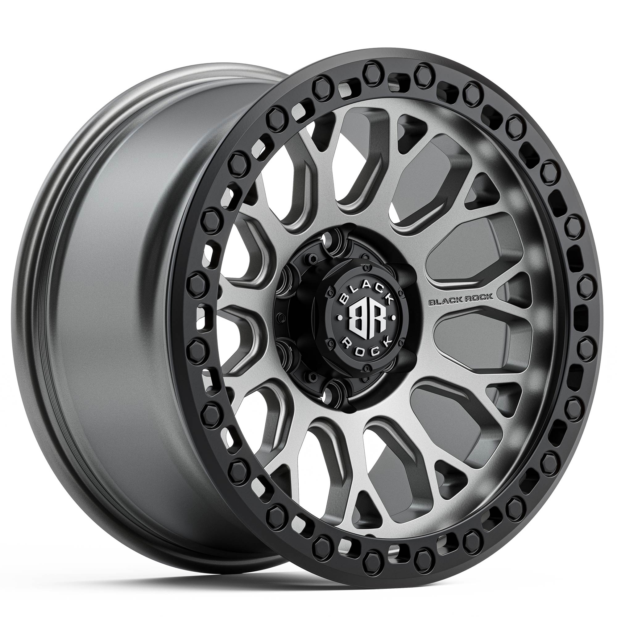 BLACK ROCK SPIDER GUNMETAL GREY BLACK RING 18X9 - Tyreforce