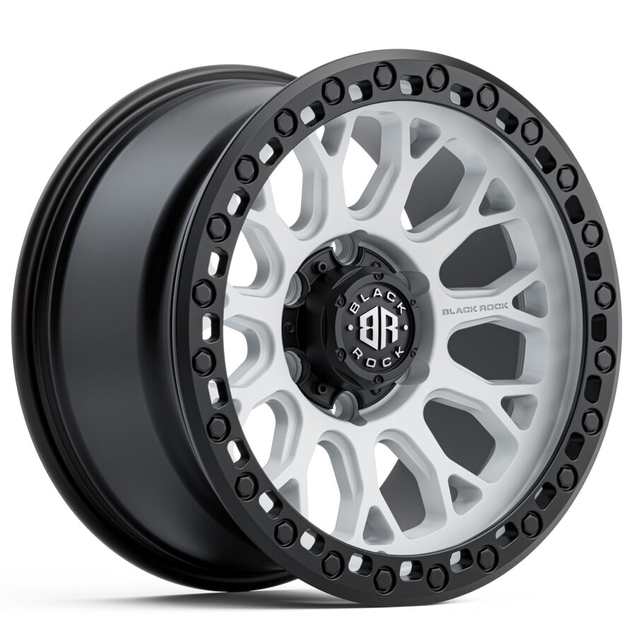 Spider Banded Rims BLACK ROCK SPIDER SATIN WHITE BLACK RING 18X9 - Tyreforce